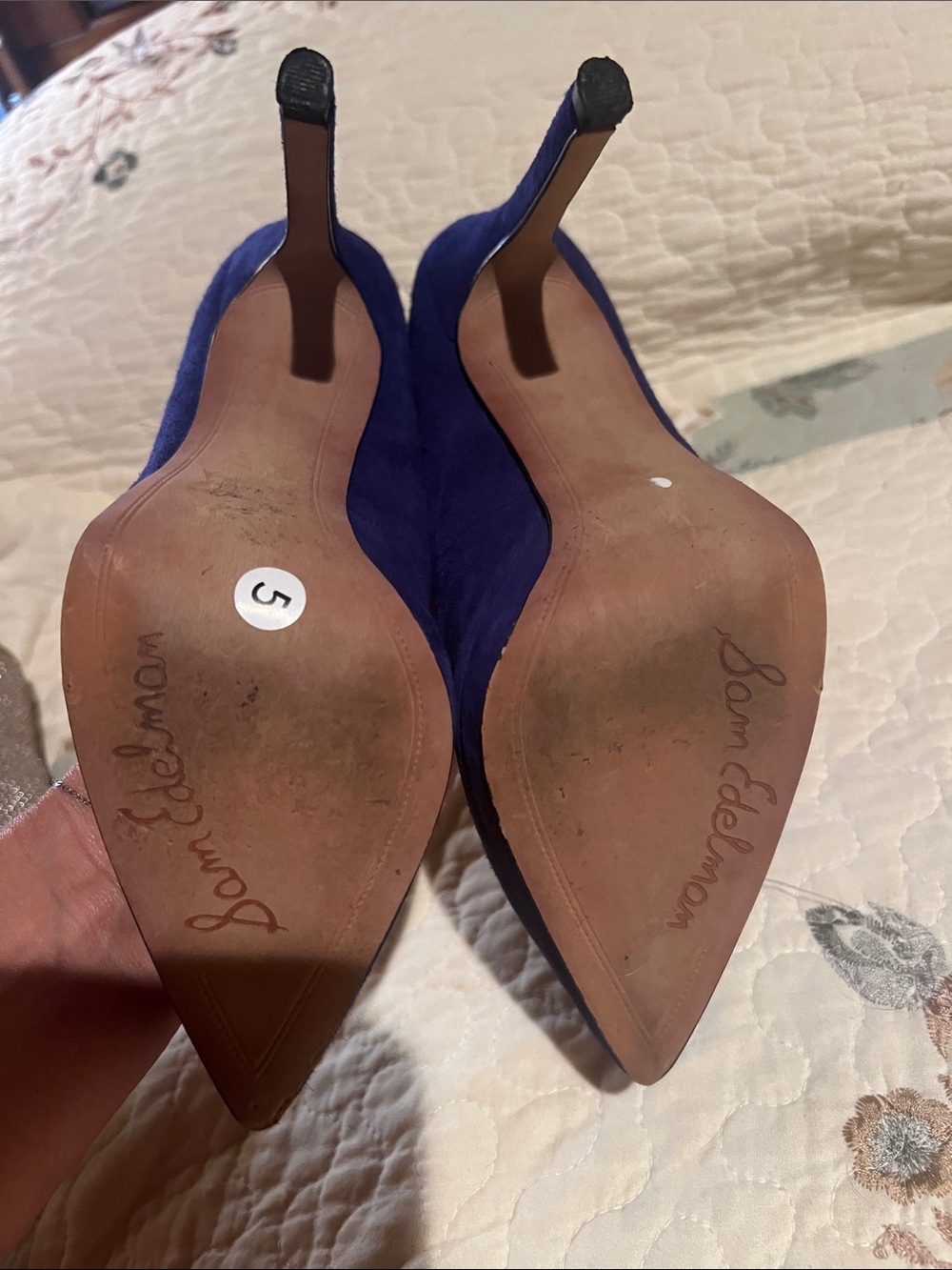 Sam Edelman Royal Blue Suede Pointed Toe Heels - Picture 6 of 8